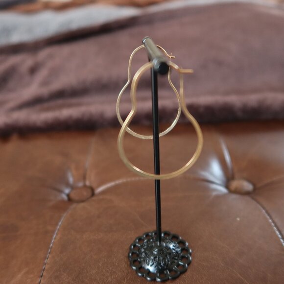 $695 Melissa Joy Manning 14K yellow gold 1 3/4" dangle hoop earrings MJM light! - Picture 7 of 15